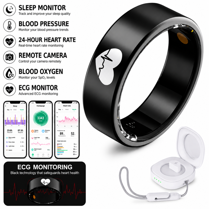 2026 Smart Ring – ECG Heart Rate & Health Monitoring Ring (Waterproof)