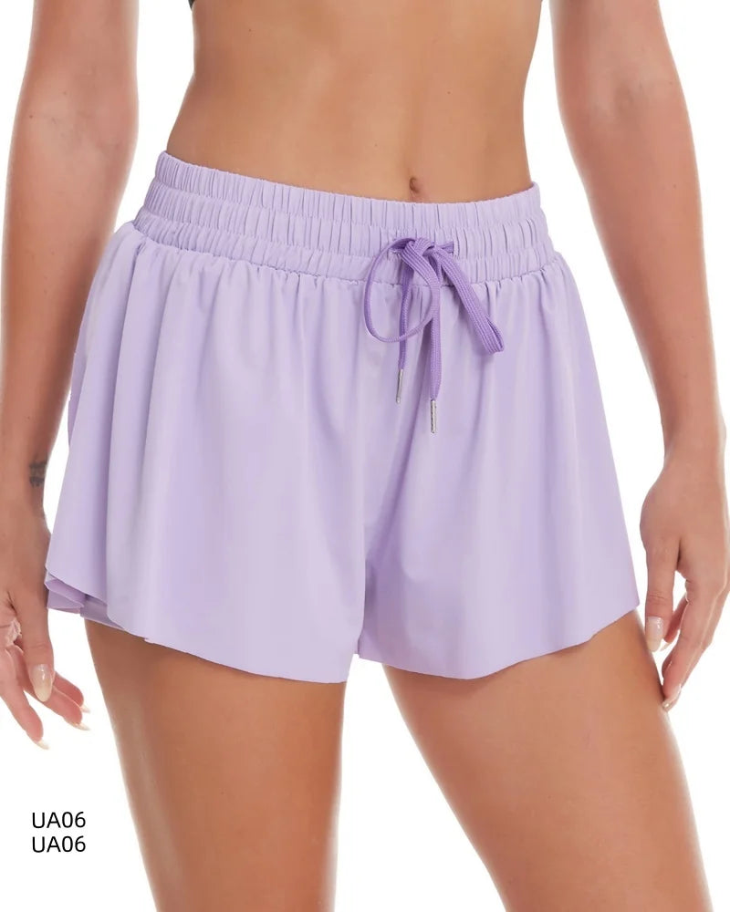 Women’s Breathable Sports Shorts – Elastic Waist, Liner & Side Pocket