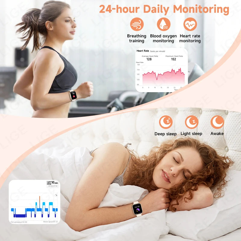 LIGE Women’s Smart Watch – Bluetooth Call, Health & Fitness Monitor