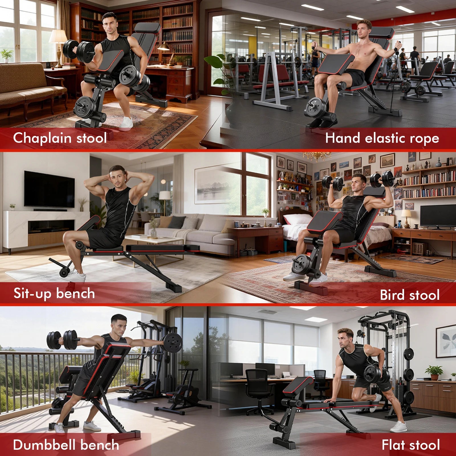 7-Level Adjustable Weight Bench – Foldable Full Body Workout Bench with Leg Extension