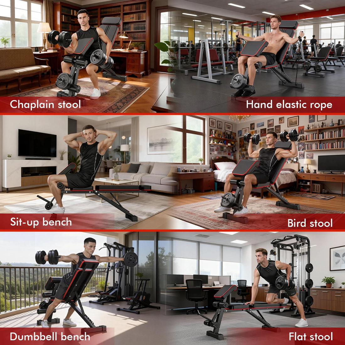 7-Level Adjustable Weight Bench – Foldable Full Body Workout Bench with Leg Extension
