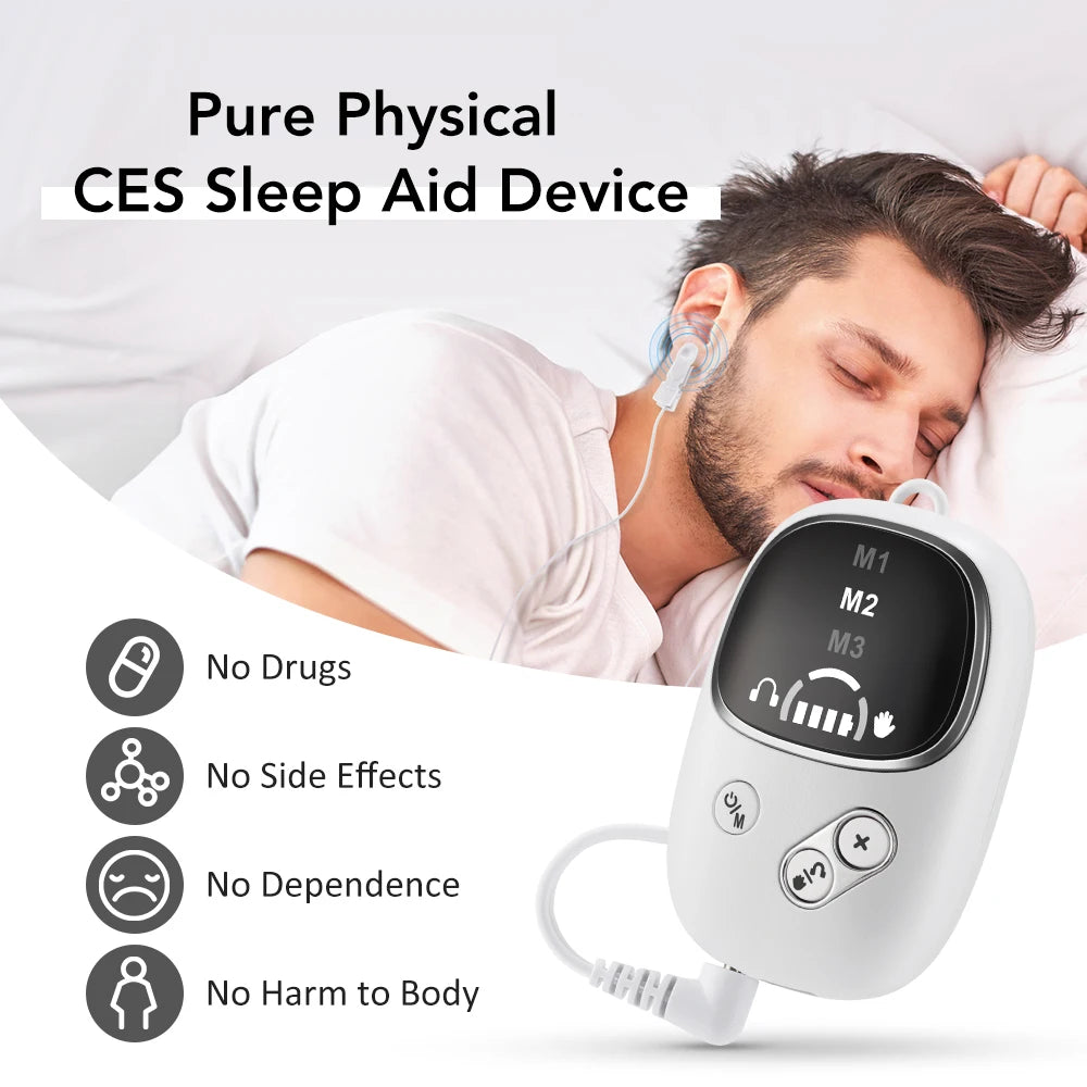 2-in-1 CES Sleep Aid Device – Microcurrent Ear Clip for Relaxation & Sleep Support