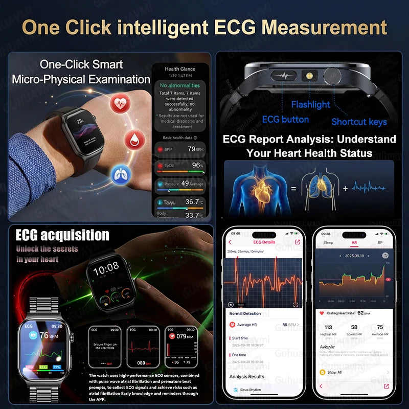 Men’s Smart Watch – ECG + PPG Health Monitor, Blood Pressure & Bluetooth Call