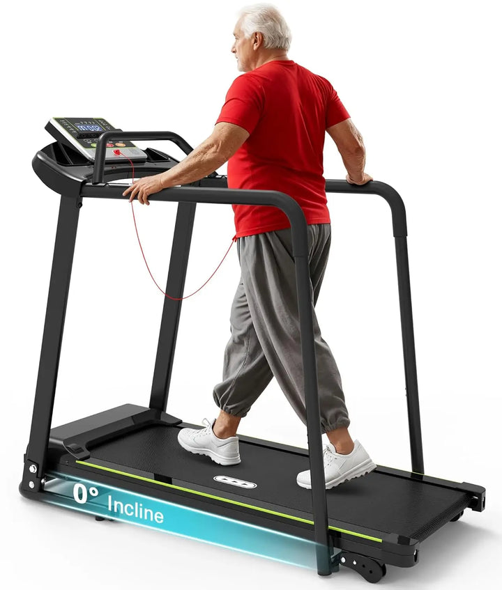 Foldable Walking Treadmill – Long Handrail Balance & Home Recovery Exercise Machine