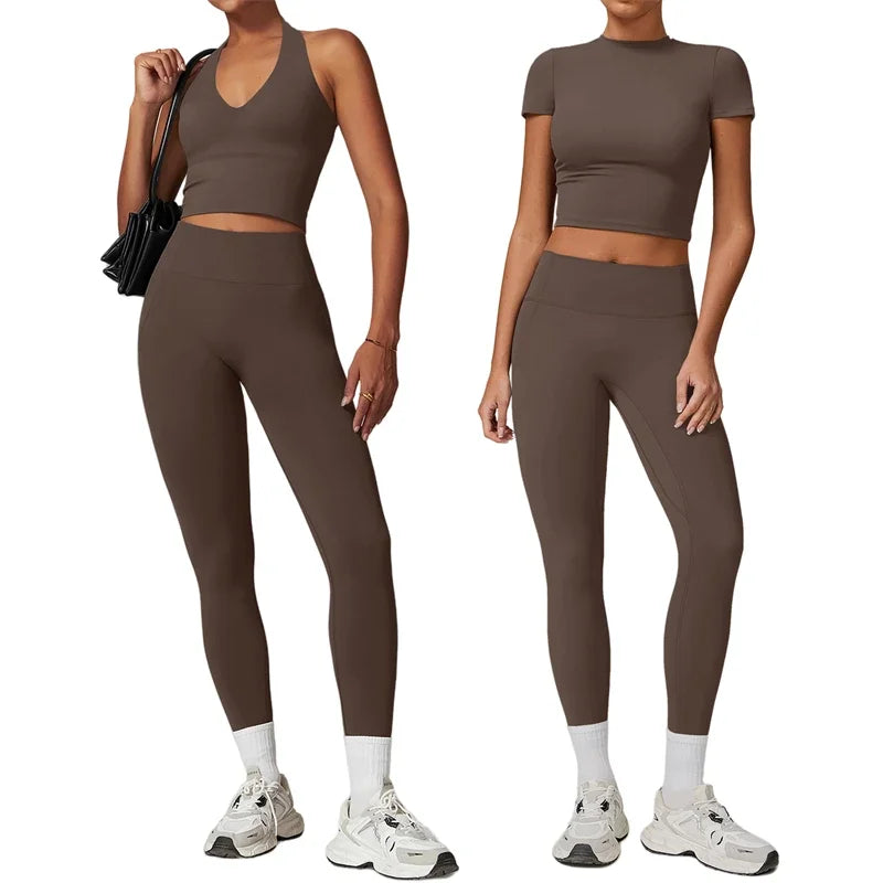 Women’s 2-Piece Yoga Set – Crop Top & High Waist Leggings Workout Outfit