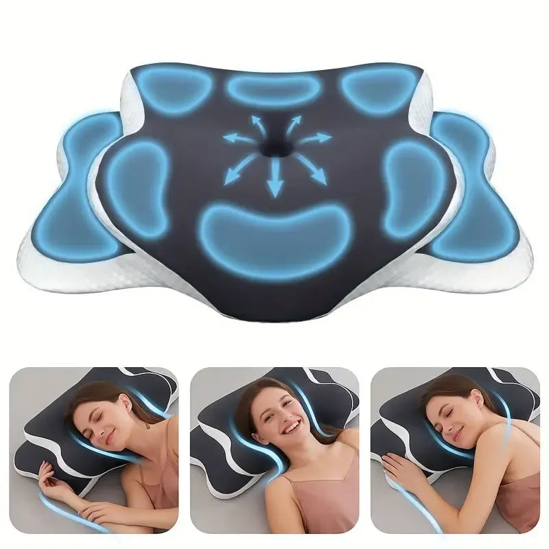Butterfly Memory Foam Neck Pillow – Ergonomic C-Shape Adjustable Support
