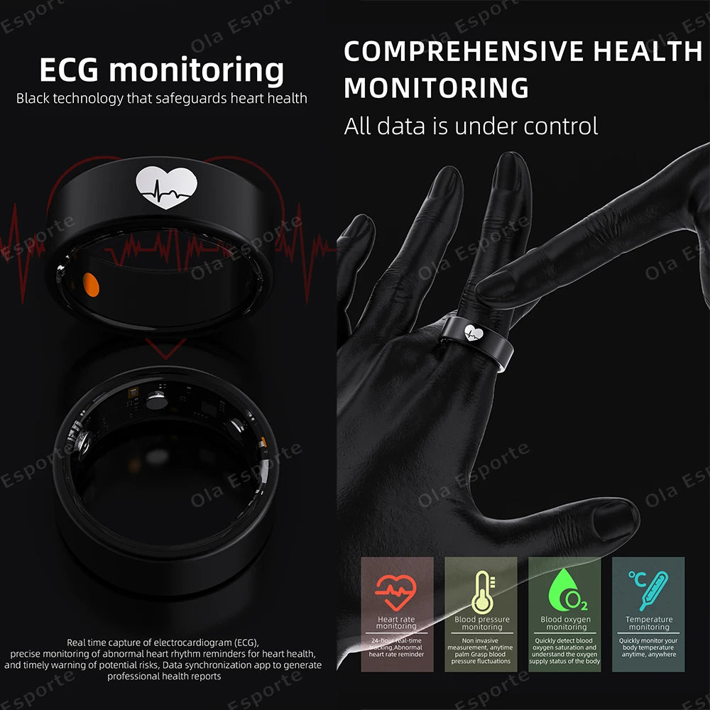 2026 Smart Ring – ECG Heart Rate & Health Monitoring Ring (Waterproof)