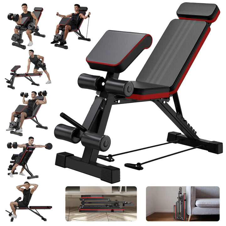 7-Level Adjustable Weight Bench – Foldable Full Body Workout Bench with Leg Extension