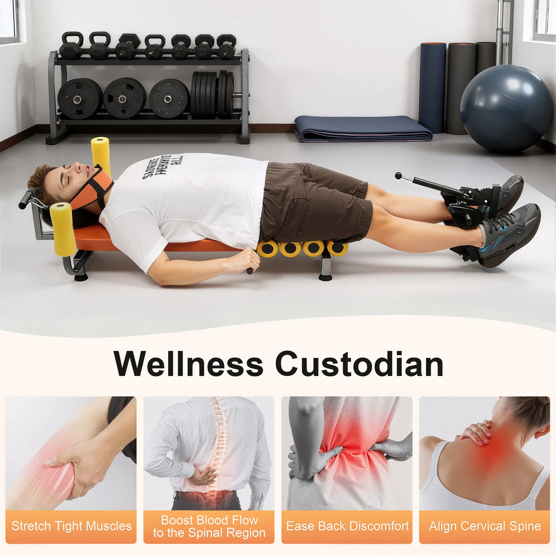 Adjustable Back Stretch Bench – Neck & Spine Decompression Support (130kg Capacity)