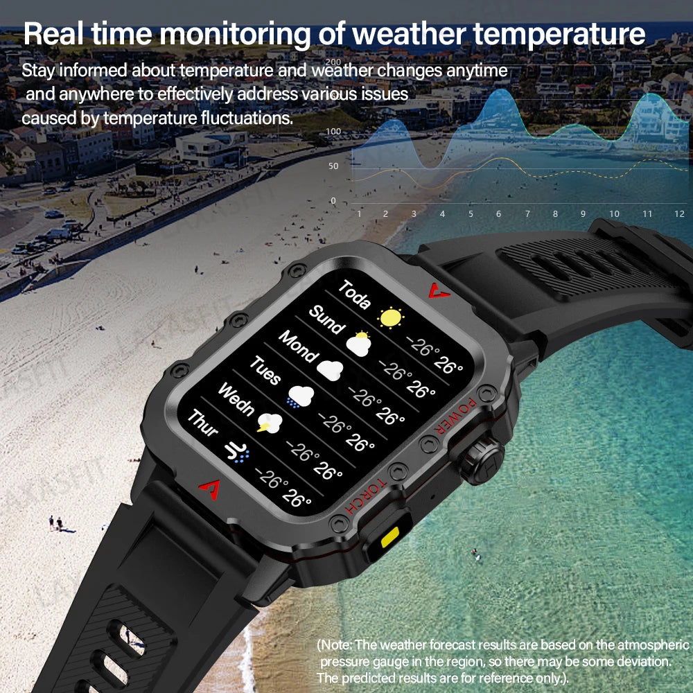 LAXASFIT Men’s Smart Watch – LED Flashlight Outdoor Sports Health Monitor