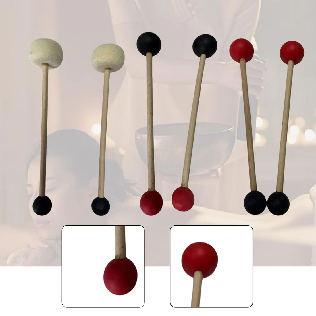 Double-Headed Sound Bowl Mallet – Wood Handle Meditation Accessory