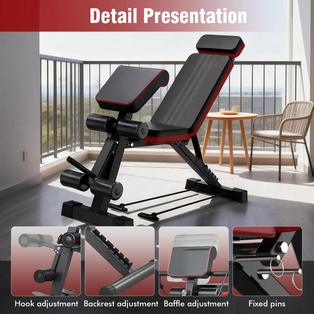 7-Level Adjustable Weight Bench – Foldable Full Body Workout Bench with Leg Extension