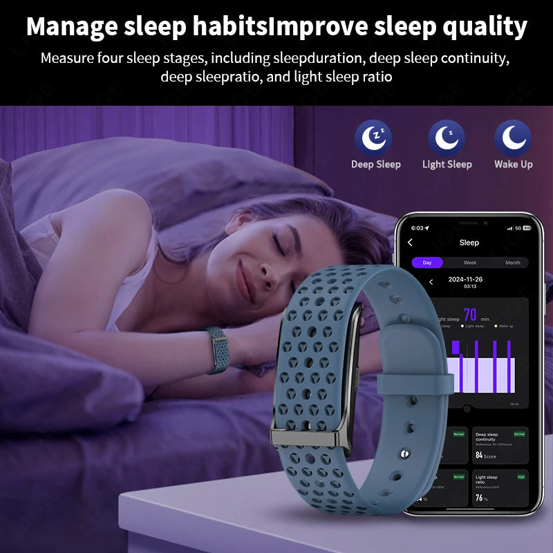 LIGE No Screen Smart Bracelet – Health & Fitness Tracker (Heart Rate & BP Monitor)