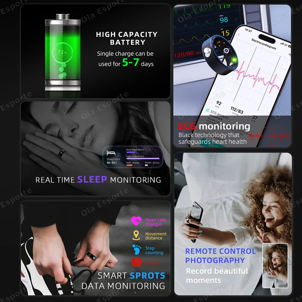 2026 Smart Ring – ECG Heart Rate & Health Monitoring Ring (Waterproof)
