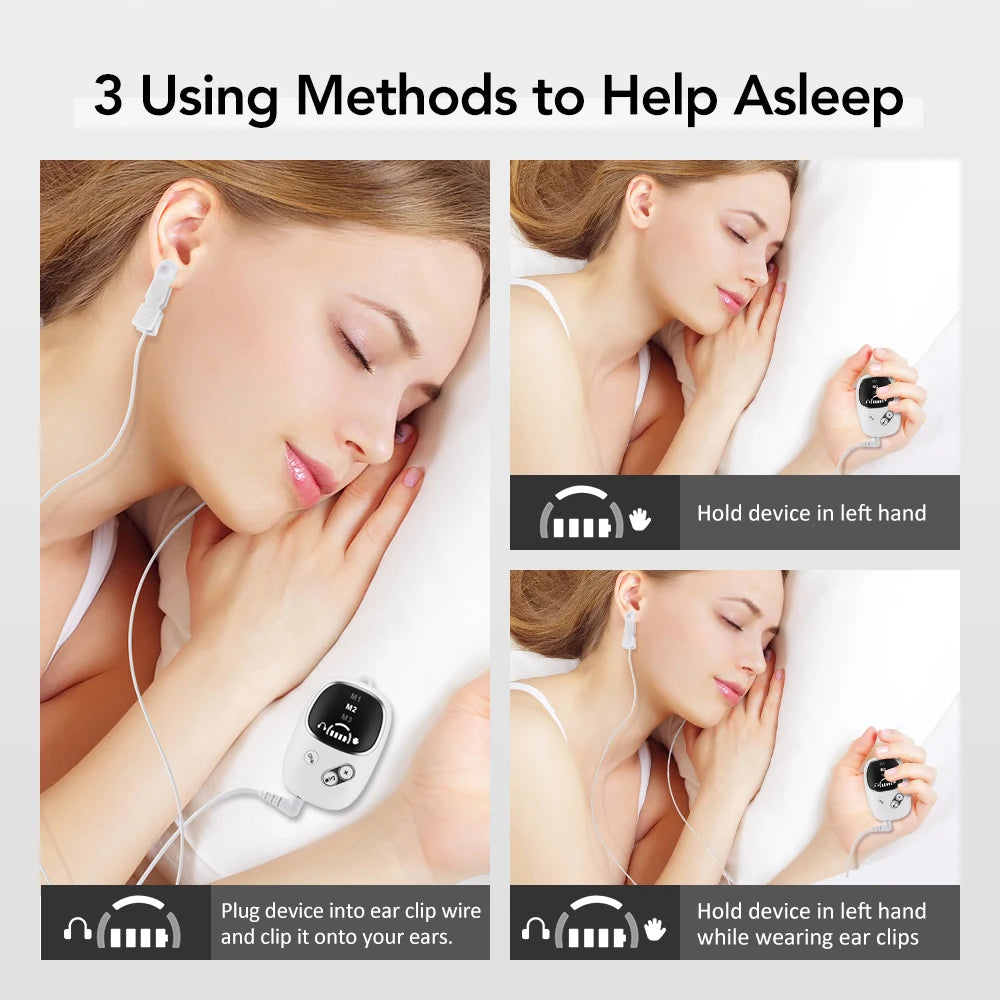 2-in-1 CES Sleep Aid Device – Microcurrent Ear Clip for Relaxation & Sleep Support