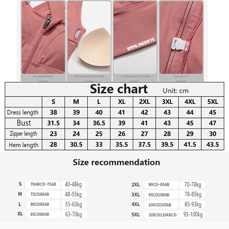Shock Resistant Sports Bra – Women’s Zipper Front Wide Strap Gym & Yoga Bra