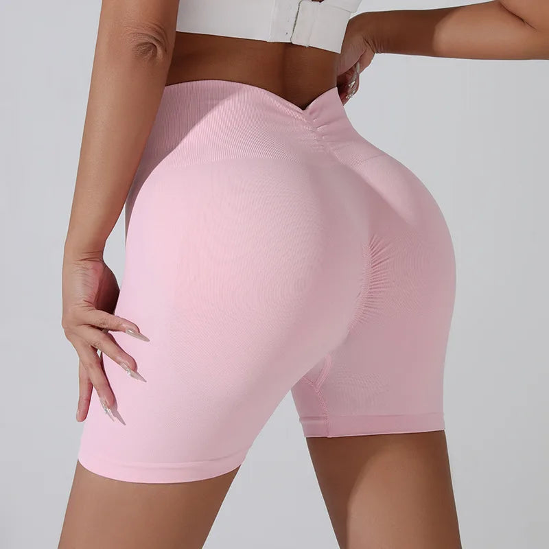 Peach Hip Lifting Sports Shorts – High Waist Slimming Running Shorts