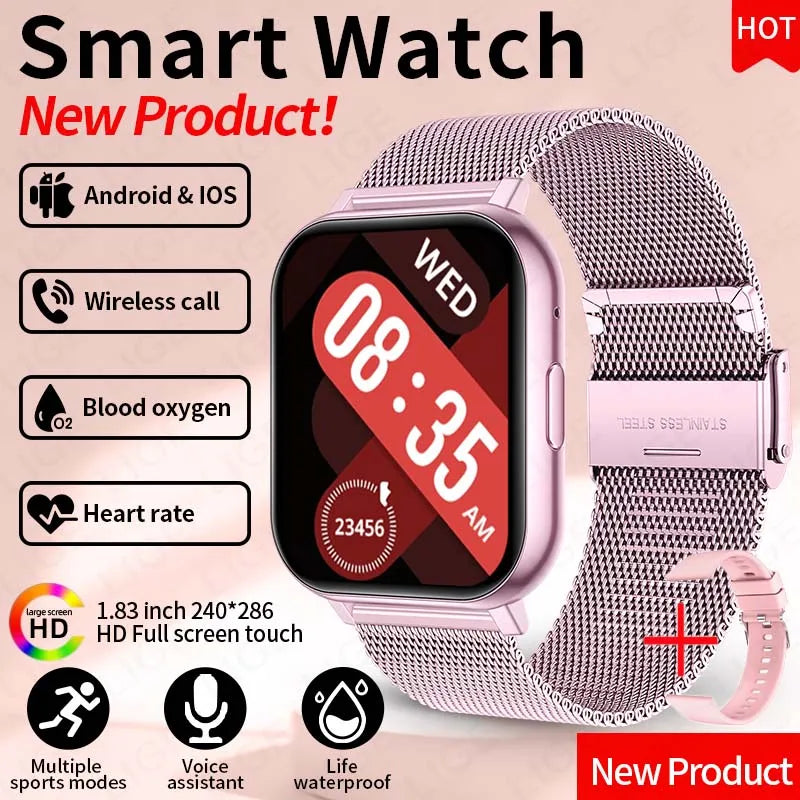 LIGE Women’s Smart Watch – Bluetooth Call, Health & Fitness Monitor