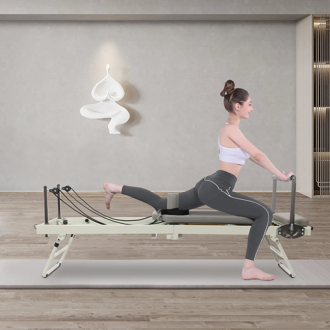 Foldable Pilates Reformer Machine – 120kg Home Yoga Fitness Equipment