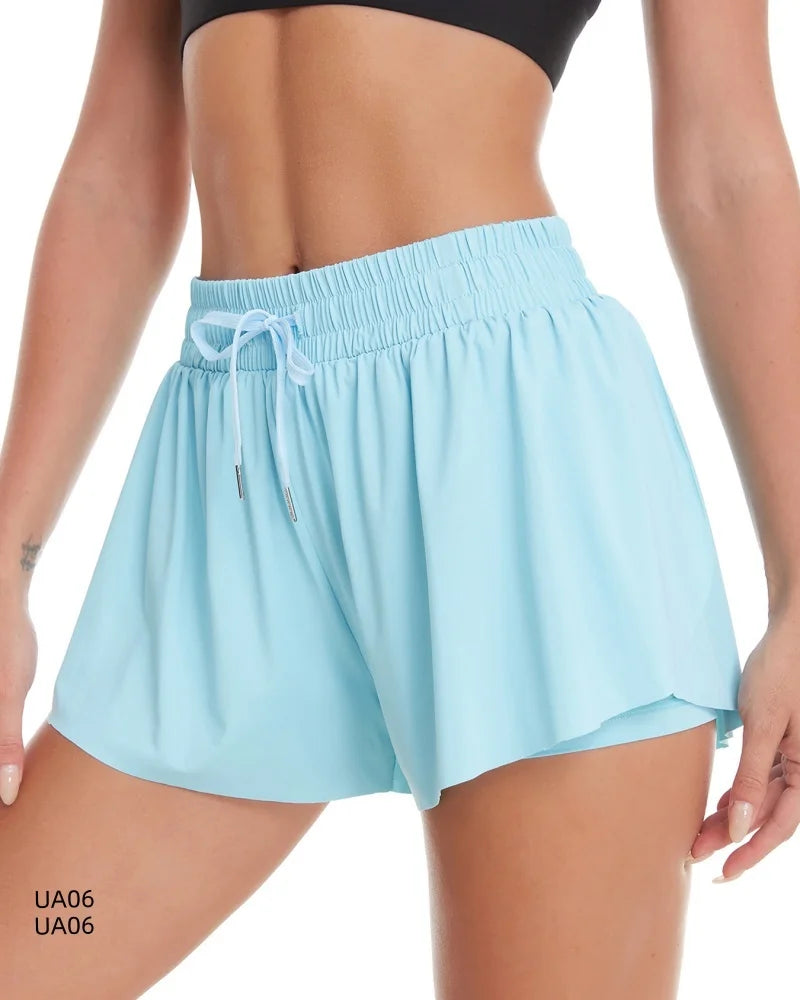 Women’s Breathable Sports Shorts – Elastic Waist, Liner & Side Pocket