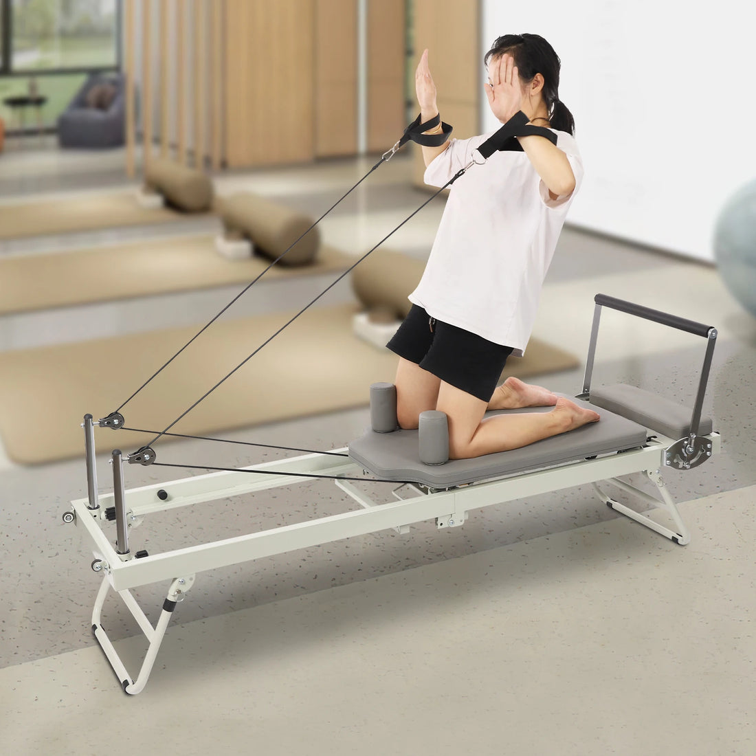 Foldable Pilates Reformer Machine – 120kg Home Yoga Fitness Equipment