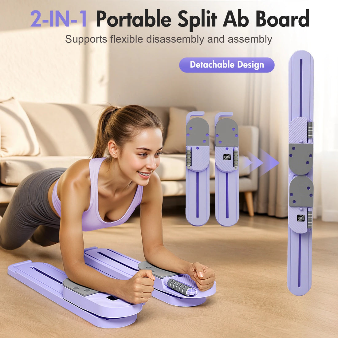 Portable Pilates Reformer Board – AB Split Resistance Full Body Workout Machine