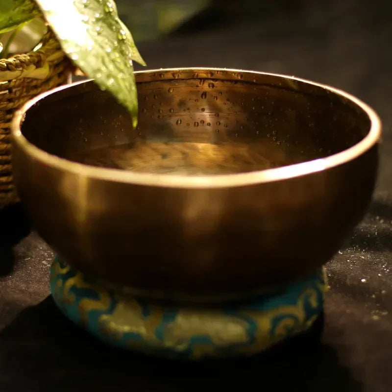 Large Tibetan Singing Bowl Set – Vintage Brass Sound Healing Instrument