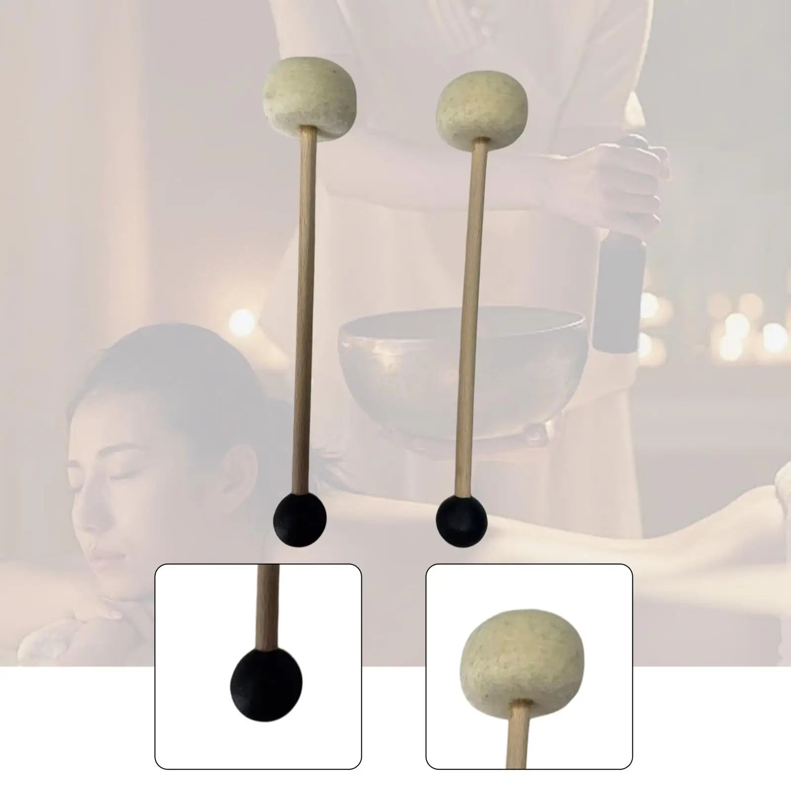 Double-Headed Sound Bowl Mallet – Wood Handle Meditation Accessory