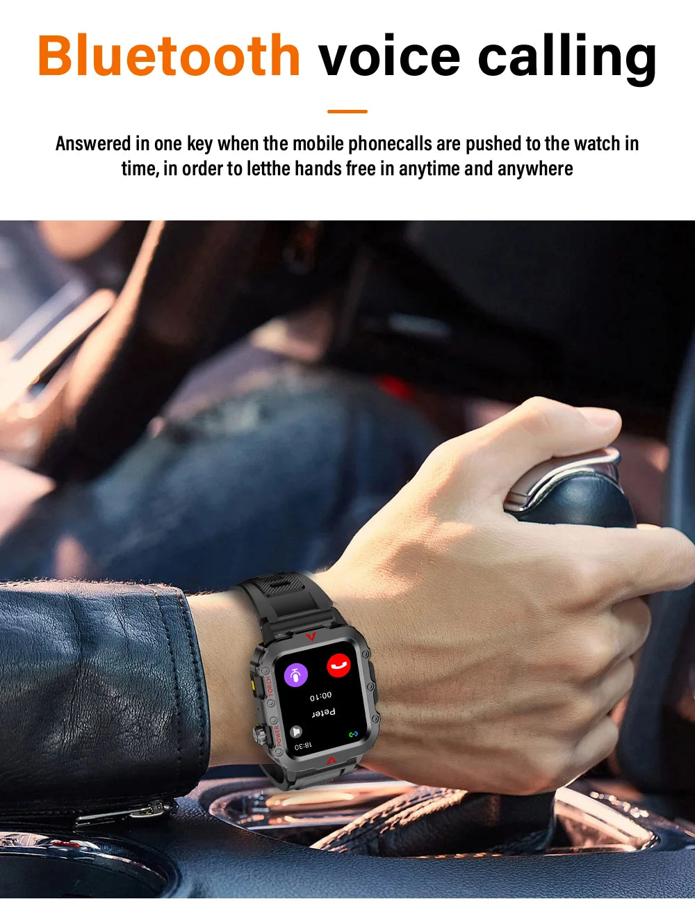 LAXASFIT Men’s Smart Watch – LED Flashlight Outdoor Sports Health Monitor