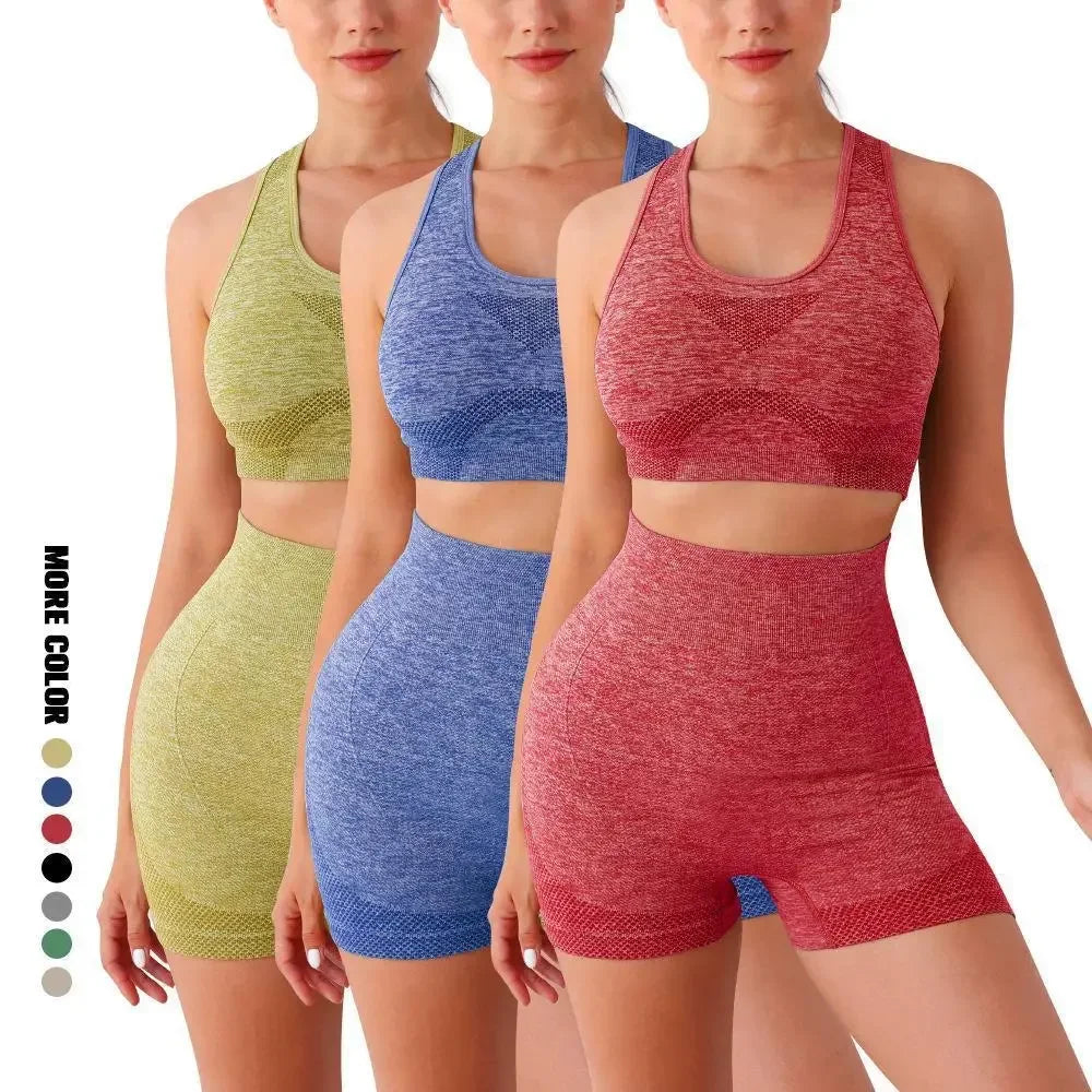 Women’s Yoga Set – Gym Shorts, Sports Bra & Seamless Fitness Outfit