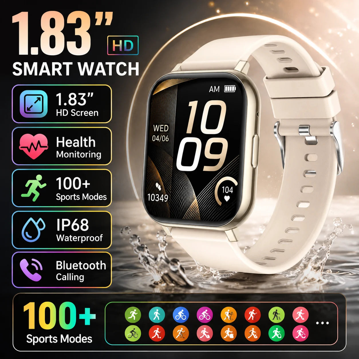 LIGE Women’s Smart Watch – Bluetooth Call, Health & Fitness Monitor