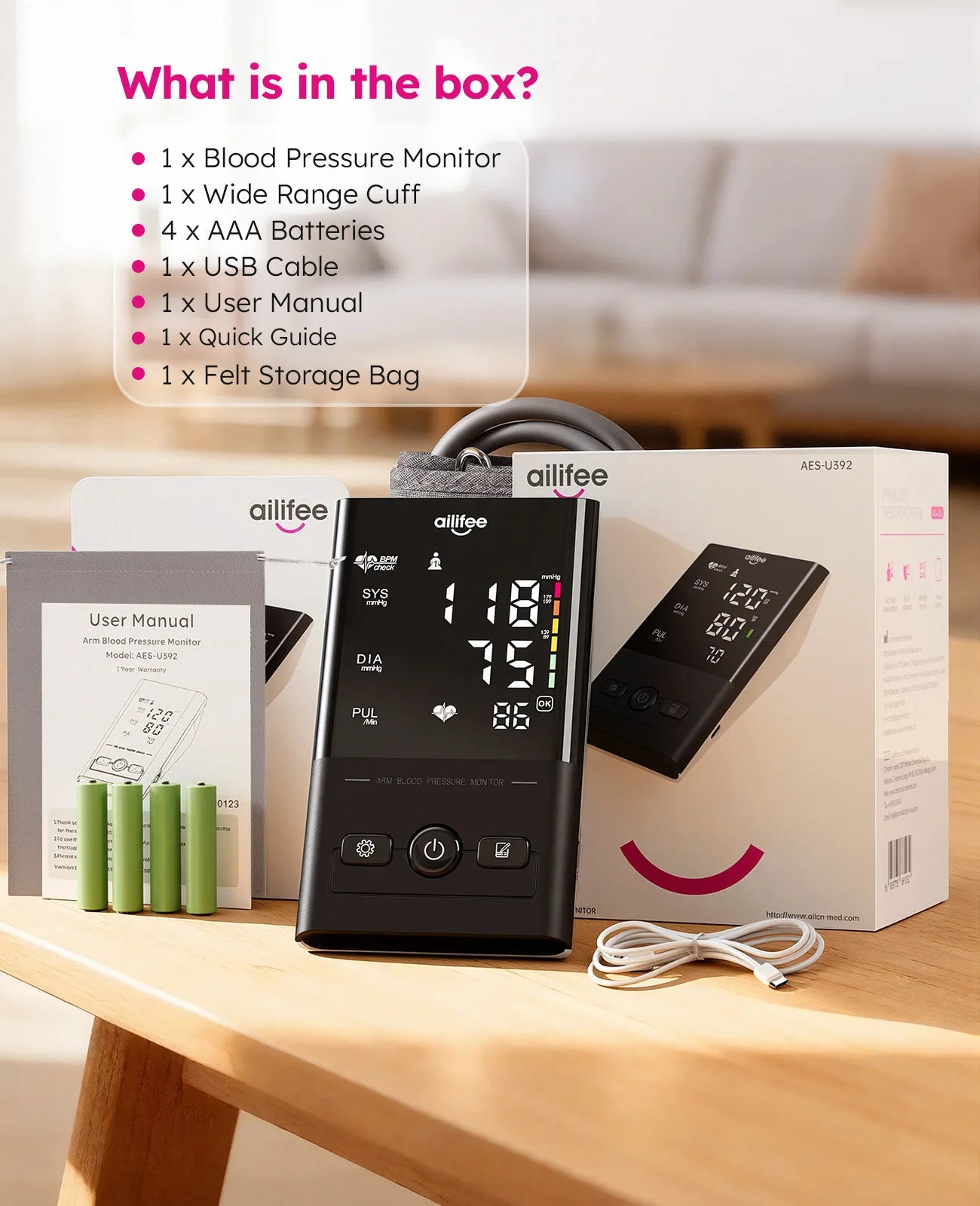 AILIFEE Upper Arm Blood Pressure Monitor