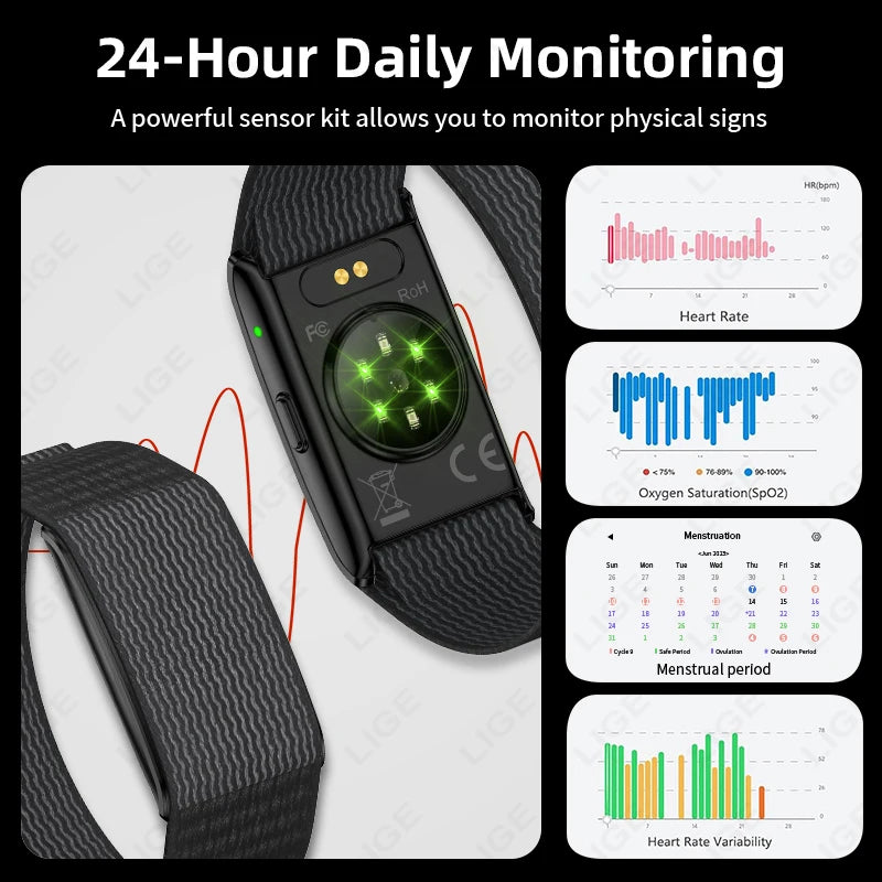 LIGE No Screen Smart Wristband – Heart Rate & Sleep AI Health Monitor