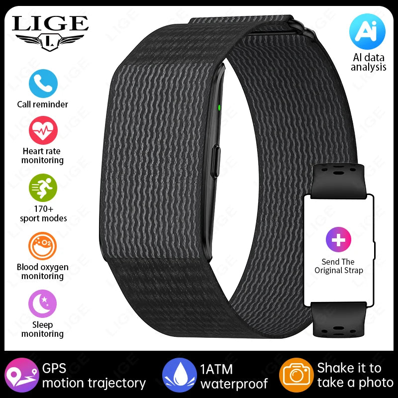 LIGE No Screen Smart Wristband – Heart Rate & Sleep AI Health Monitor