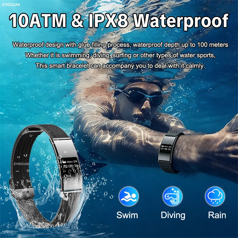 2026 Fitness Tracker Smart Bracelet – 10ATM Waterproof Heart Rate & GPS
