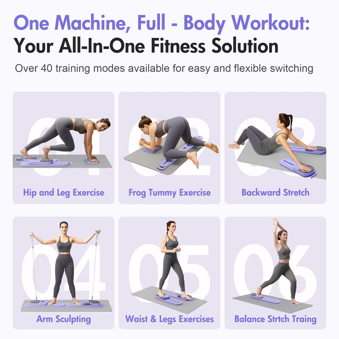 Portable Pilates Reformer Board – AB Split Resistance Full Body Workout Machine