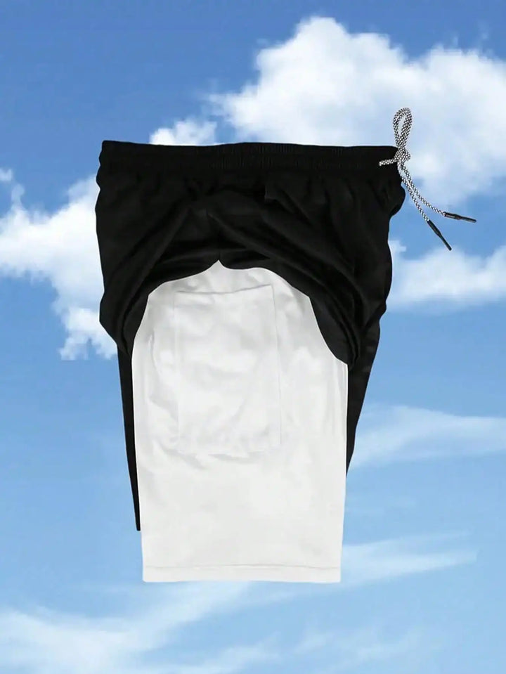 Men’s 2-in-1 Athletic Shorts – Quick-Dry Anime Print Gym & Basketball Shorts
