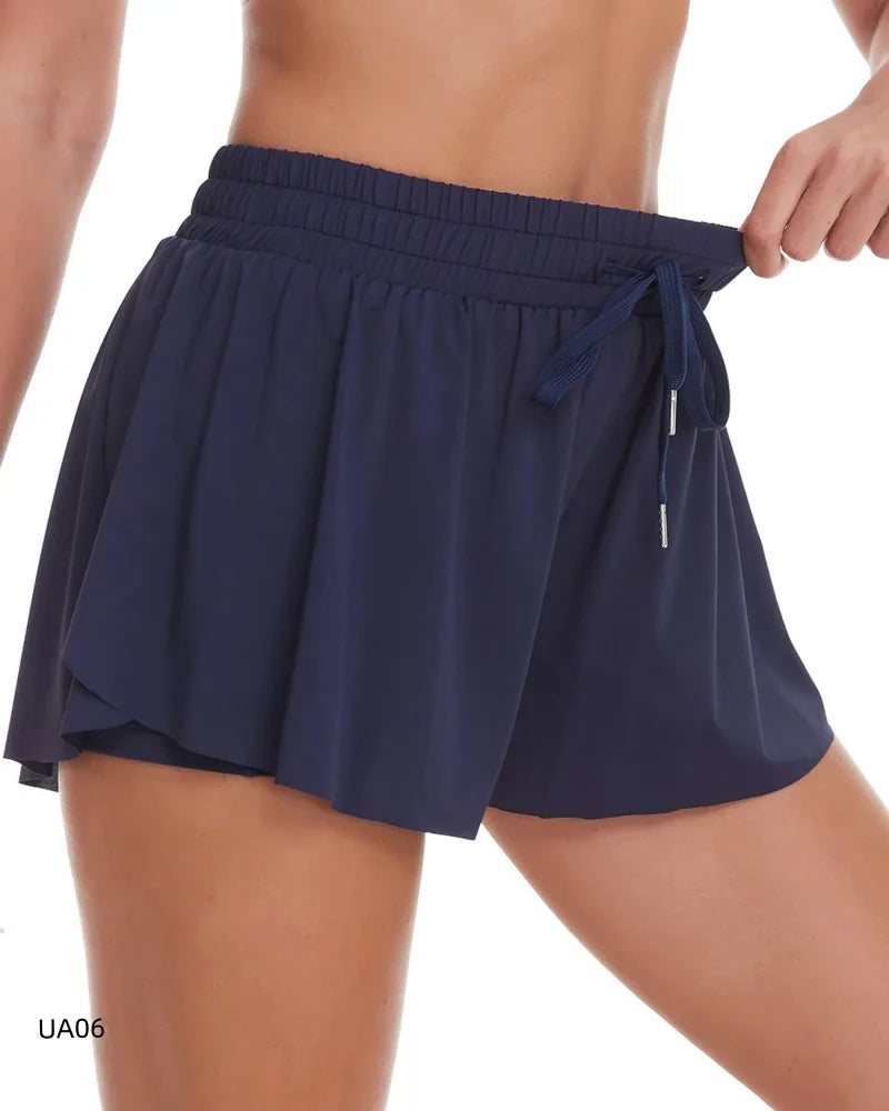 Women’s Breathable Sports Shorts – Elastic Waist, Liner & Side Pocket