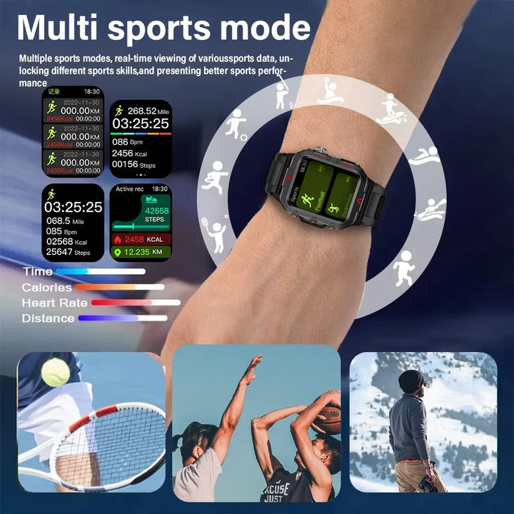 LAXASFIT Men’s Smart Watch – LED Flashlight Outdoor Sports Health Monitor