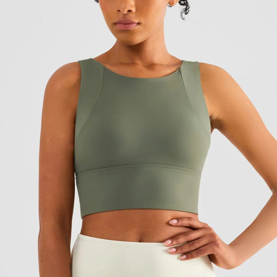 Women’s Nylon Sports Bra – Elastic Yoga & Gym Crop Top
