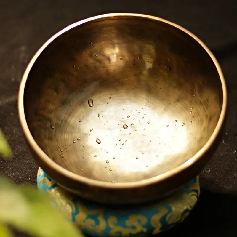 Large Tibetan Singing Bowl Set – Vintage Brass Sound Healing Instrument