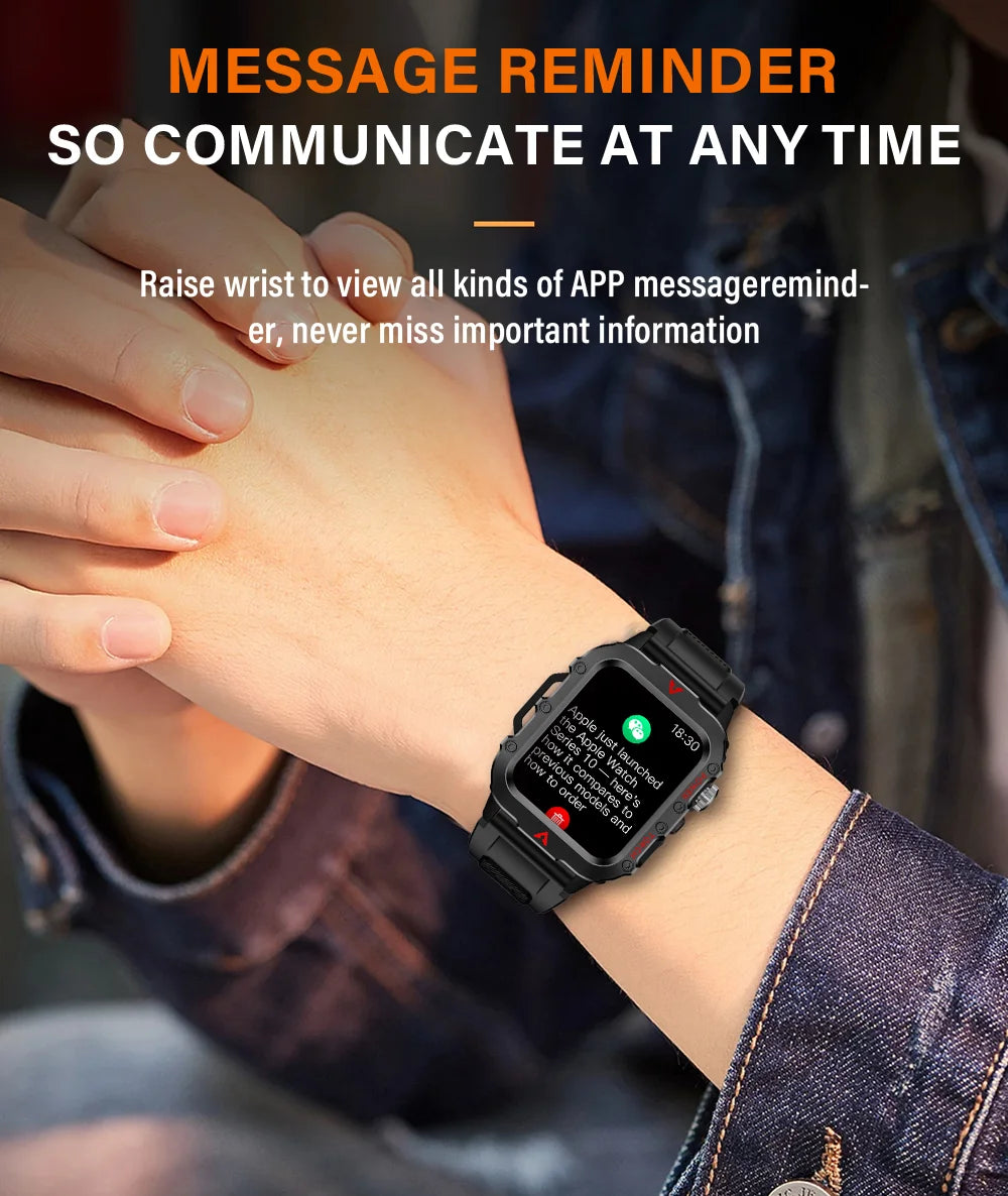 LAXASFIT Men’s Smart Watch – LED Flashlight Outdoor Sports Health Monitor