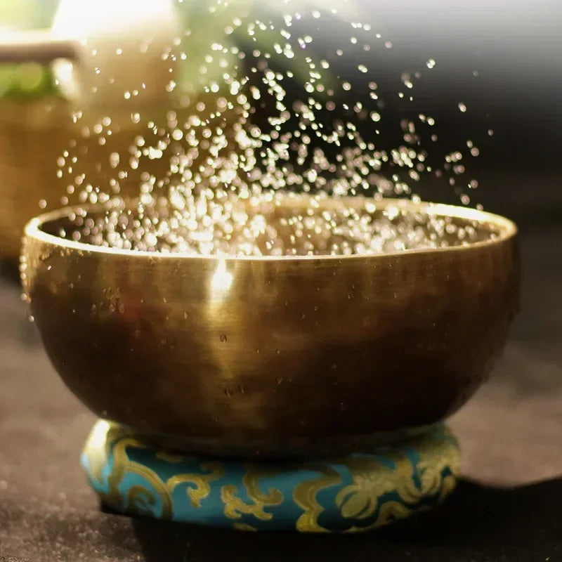 Large Tibetan Singing Bowl Set – Vintage Brass Sound Healing Instrument
