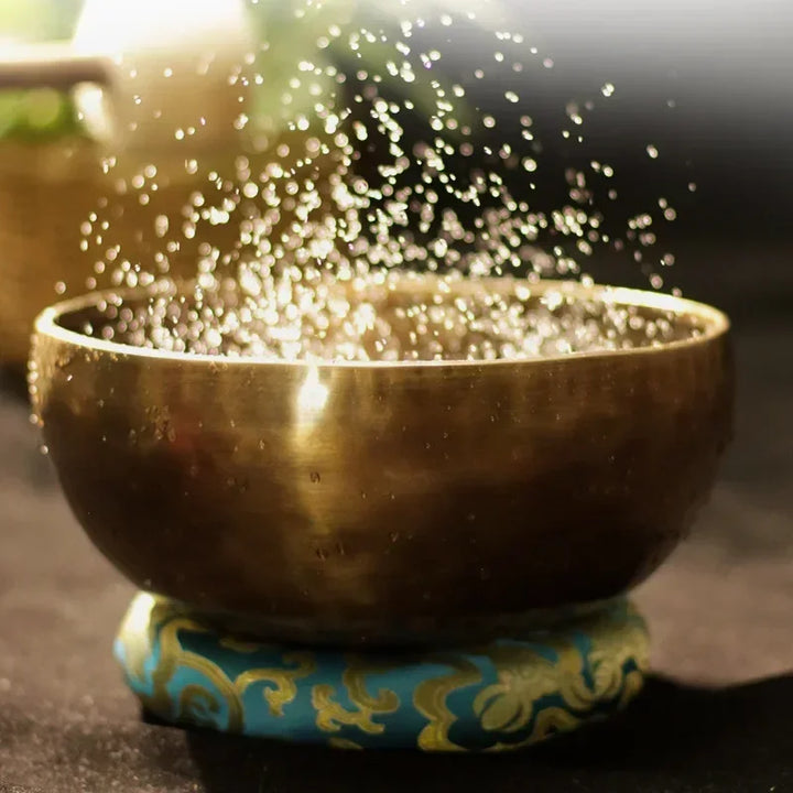 Large Tibetan Singing Bowl Set – Vintage Brass Sound Healing Instrument