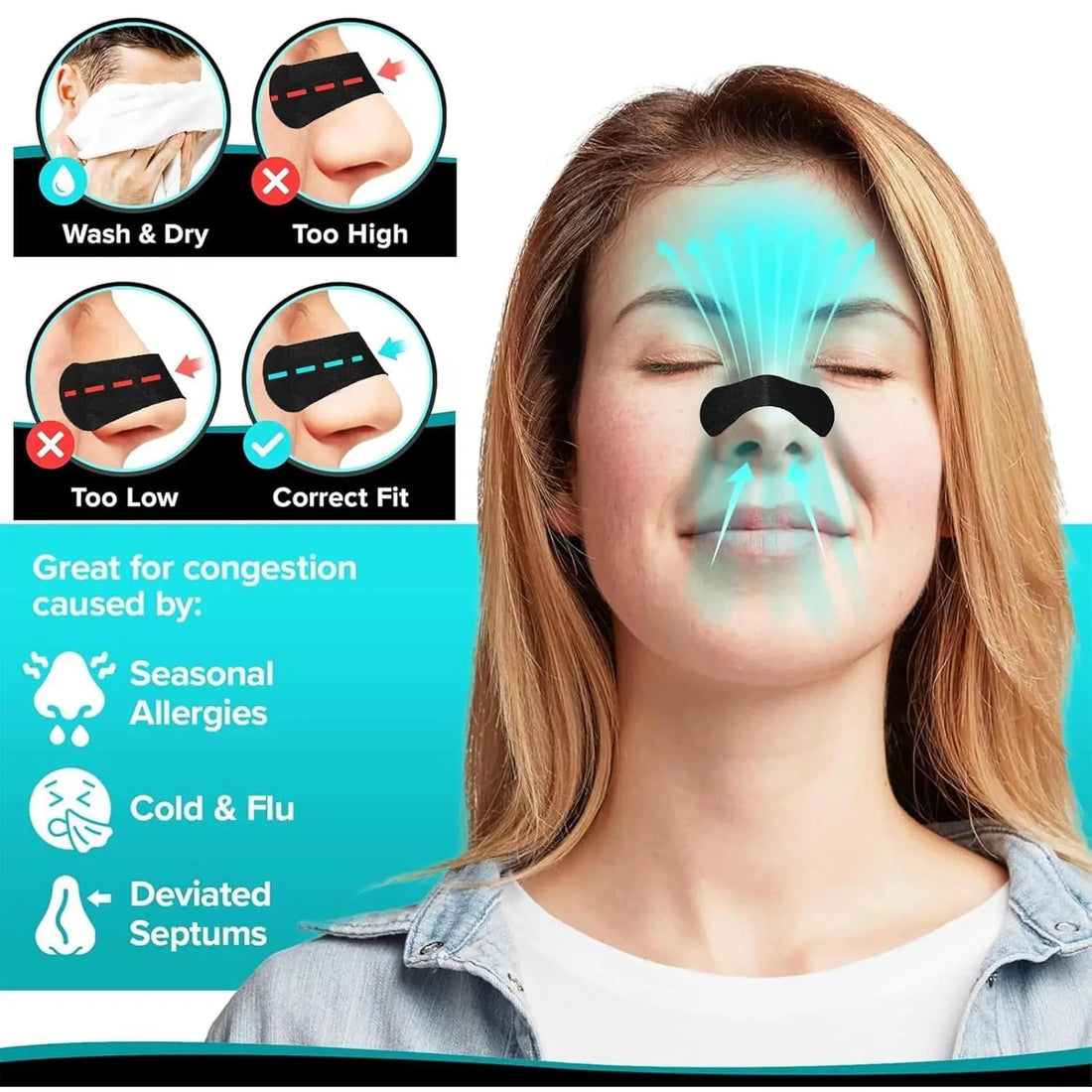 Anti-Snoring Nose Strips – Breathing Correction & Nasal Expansion Patches