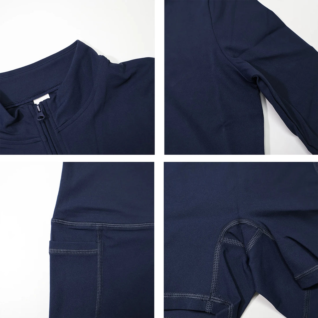 Women’s 2-Piece Sports Set – Half-Zip Long Sleeve Yoga Top & Shorts
