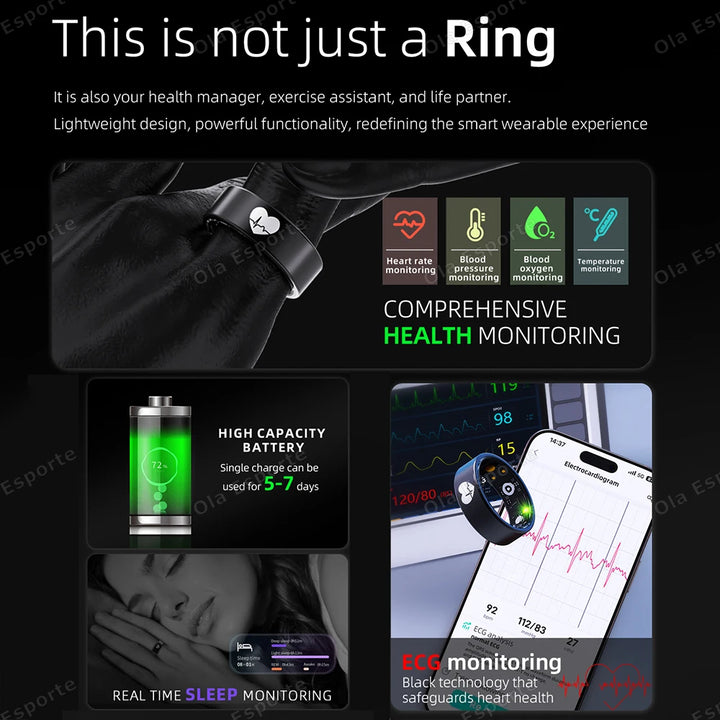 2026 Smart Ring – ECG Heart Rate & Health Monitoring Ring (Waterproof)