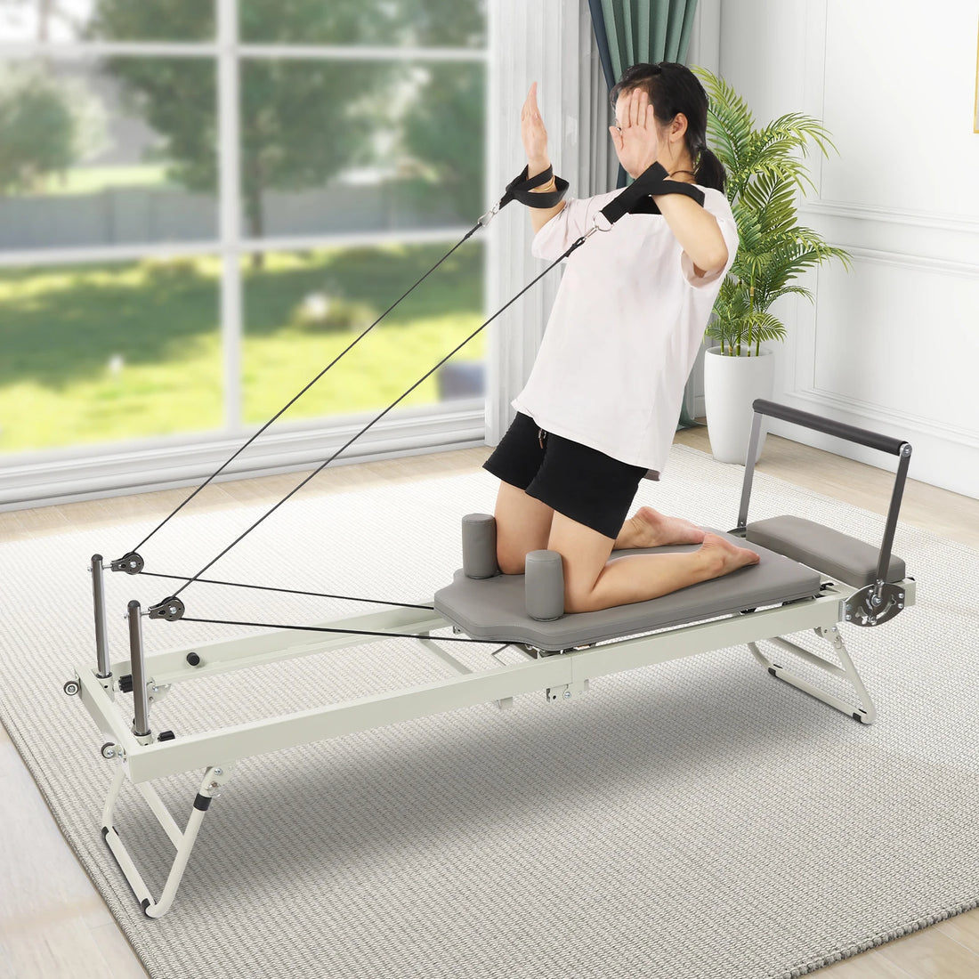 Foldable Pilates Reformer Machine – 120kg Home Yoga Fitness Equipment