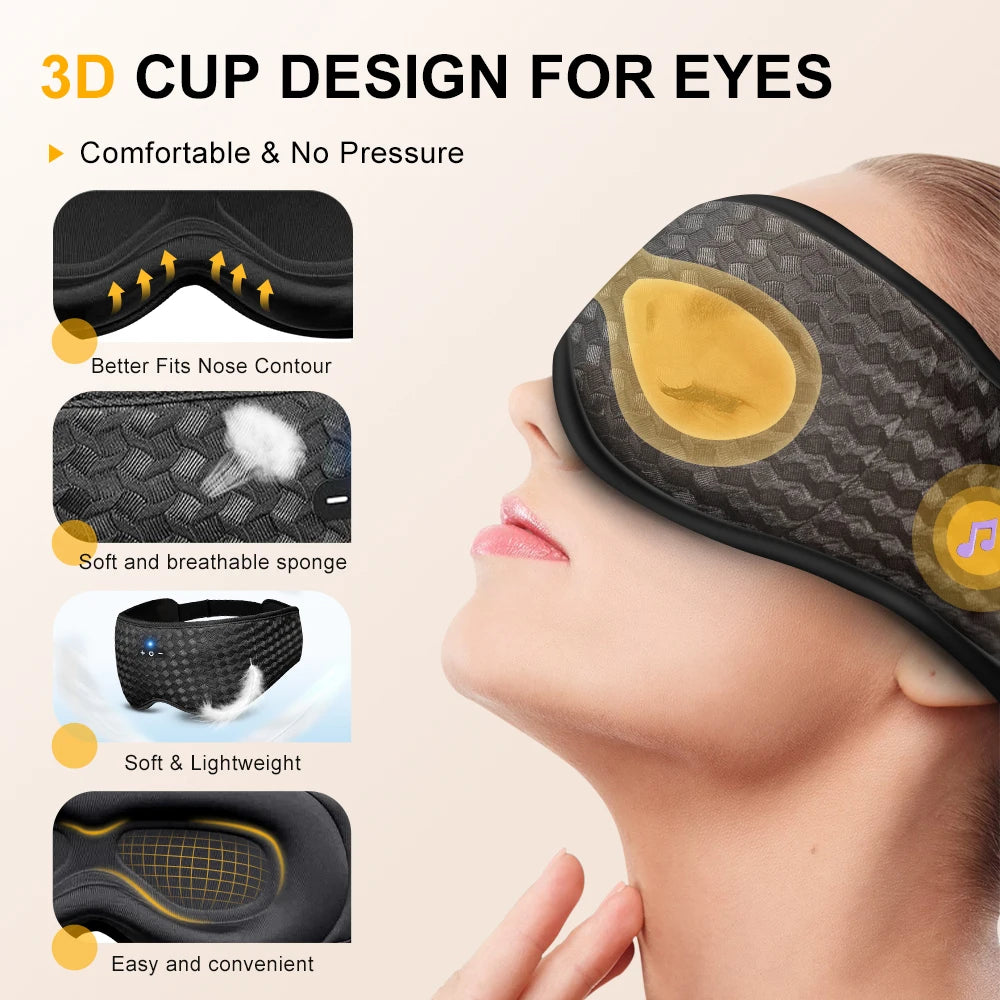 3D Bluetooth Sleep Mask Headphones – Wireless Blackout Eye Mask