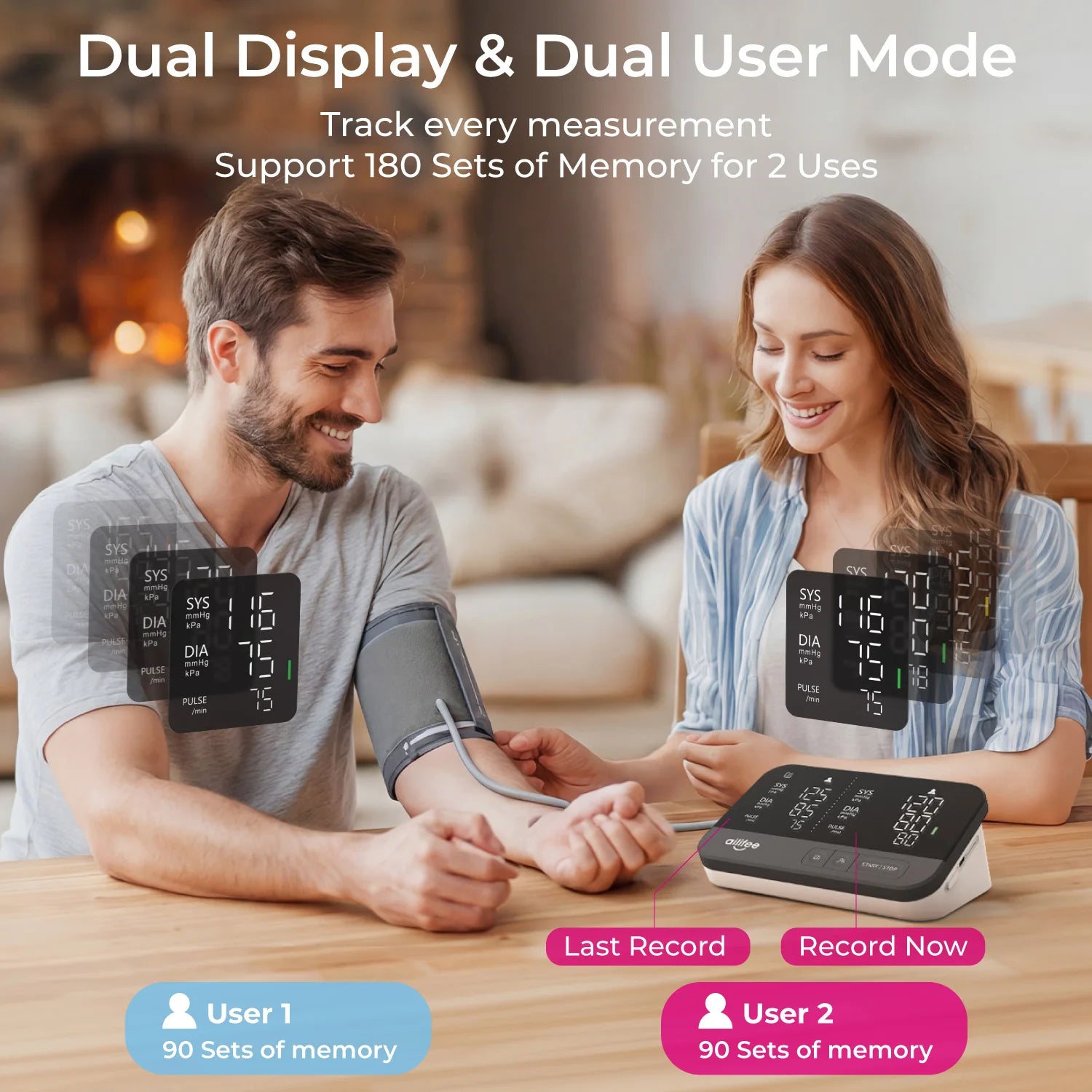 AILIFEE Upper Arm Blood Pressure Monitor – Home Use with Voice & LED Display